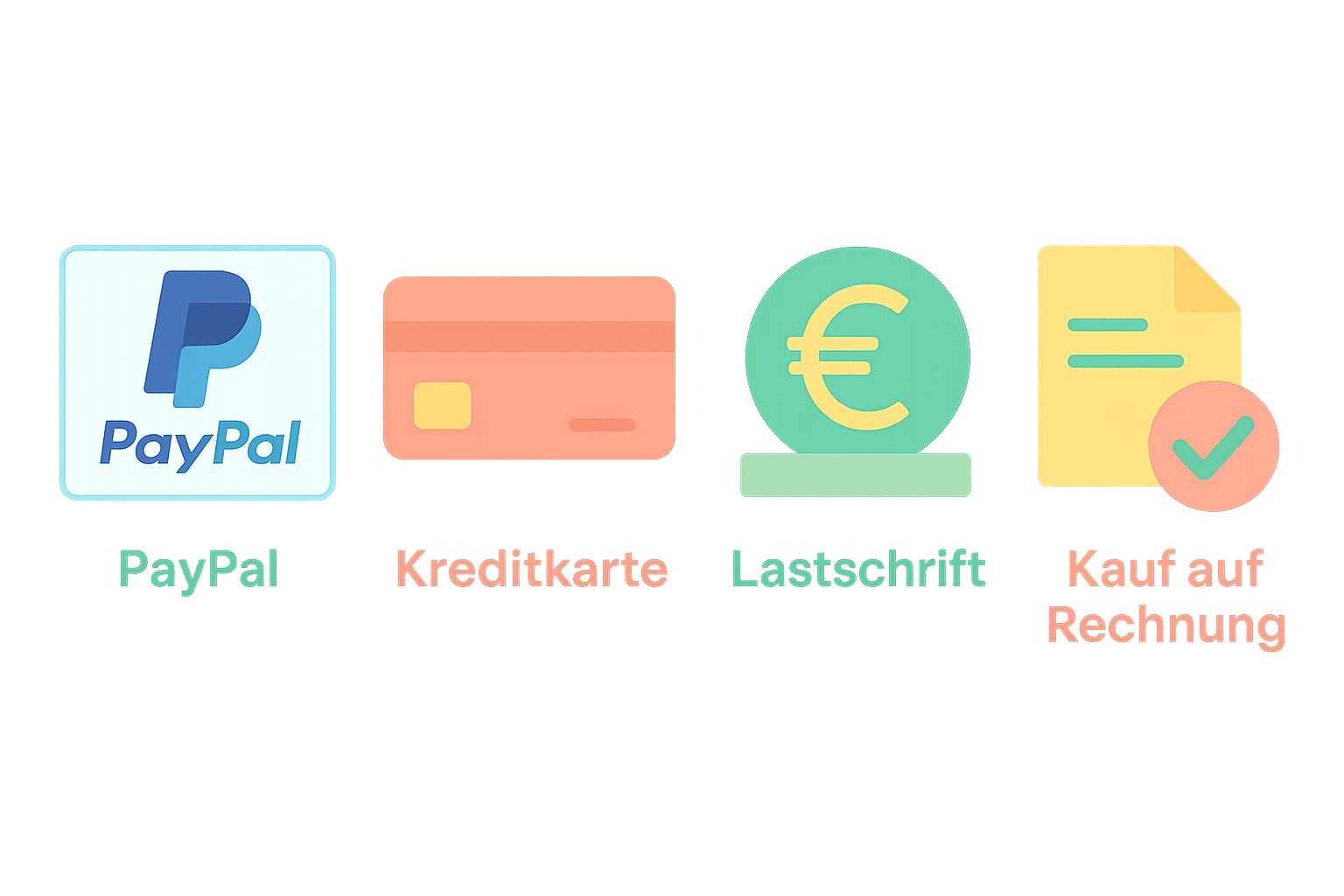 Wir akzeptieren folgende Zahlungen