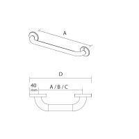 Wandhaltegriff, satiniert, 115 cm
