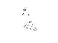 Wandhaltegriff 90&deg; mit Brausehalter, satiniert, 80 x 60 cm