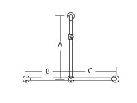 Handlauf T-Form mit Brausehalter, satiniert, 115 x 42,5 x 52,5 cm