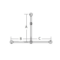 Handlauf T-Form mit Brausehalter, satiniert, 115 x 42,5 x 52,5 cm