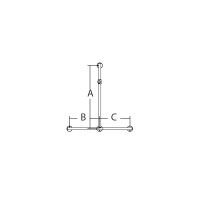 Handlauf T-Form mit Brausehalter, chrom, 115 x 42,5 x 52,5 cm