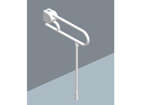 Stützklappgriff mit Bodenstütze & Toilettenpapierhalter, weiß, 64 cm