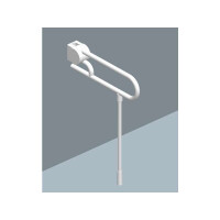 Stützklappgriff mit Bodenstütze & Toilettenpapierhalter, weiß, 74 cm