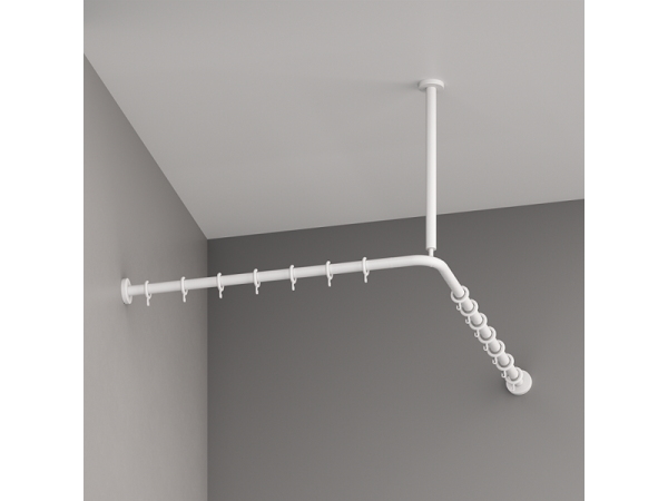 Duschvorhangstange für Ecke, weiß, 90 x 90 cm