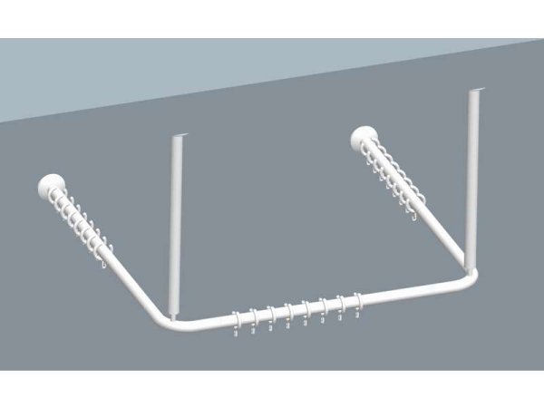 Duschvorhangstange U-Form, weiß, 90 x 90 cm