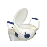 WC-Sitzerhöhung mit Deckel u. Armlehnen, weiß, 11 cm Erhöhung