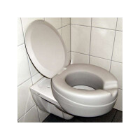 WC-Sitzerhöhung mit Deckel u. weicher Sitzfläche, hellgrau, 11 cm Erhöhung