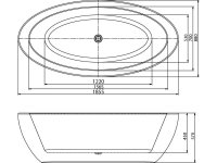 Freistehende Ovalbadewanne mit angeformter Sch&uuml;rze, 185,5 x 88 x 57 cm