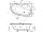 Raumsparbadewanne, 150 x 100 x 45,5 cm, Ausf&uuml;hrung links