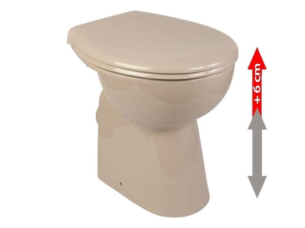 Erhöhtes Stand-WC in Farbe beige, Sitzfläche 6 cm erhöht