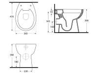 Sp&uuml;lrandloses Stand-WC, 47 x 36,5 cm, Tiefsp&uuml;ler