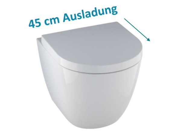 Spülrandloses Raumspar-Wand-WC, 45 cm, inkl. WC-Sitz