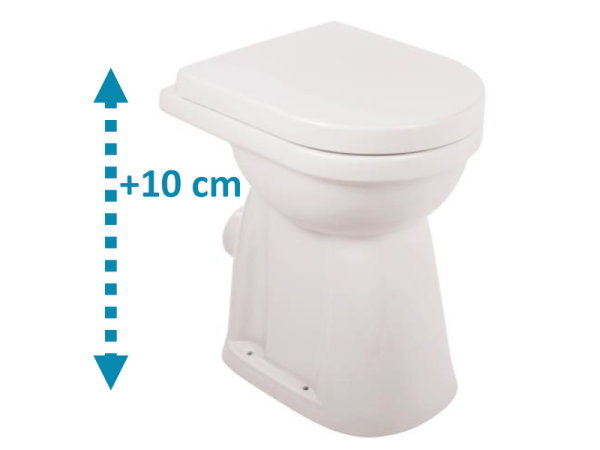 Spülrandloses Erhöhtes Stand-WC, Sitzfläche 10 cm erhöht