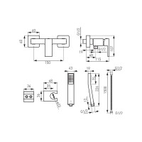 Duscharmatur Zicco inkl. Handbrause und Wandhalterung
