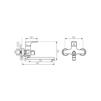 Wannenarmatur Tiga VerdeLine mit langen Auslauf 22 cm, chrom