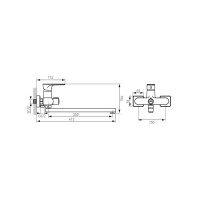 Wannenarmatur Algeo Square mit langem Auslauf 35 cm, chrom