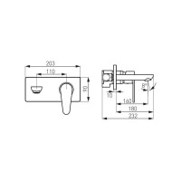Wand Waschtischarmatur Algeo, Auslauf 18 cm, chrom