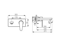 Wand Waschtischarmatur Algeo, Auslauf 22 cm, chrom
