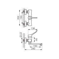 Medizinische Wand-Spültischarmatur Alego, Auslauf 15 cm