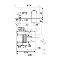 DIBLzera Einhebel-Waschtisch-Wandbatterie mit starrem Gussauslauf 210 mm, ohne Ablaufzubehör, ohne Einbaukörper-Einheit zur Unterputz-Rohmontage