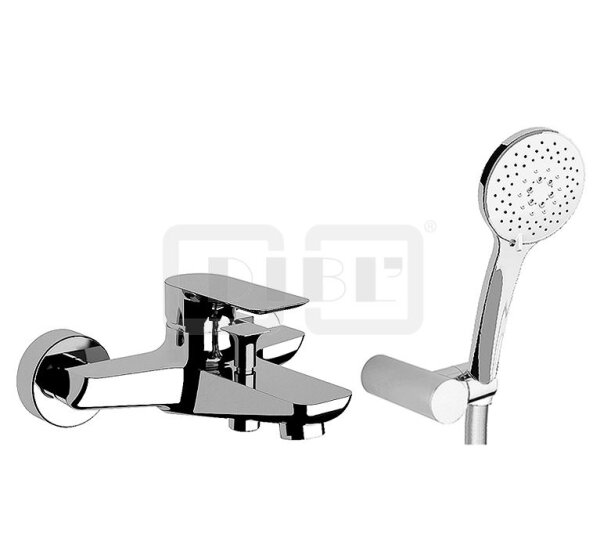 DIBLzera Einhebel-Wannenbatterie zur Aufputzmontage, Handbrause, Wandbrausehaltermit und Brauseschlauch 1250 mm