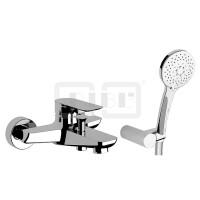 DIBLzera Einhebel-Wannenbatterie zur Aufputzmontage, Handbrause, Wandbrausehaltermit und Brauseschlauch 1250 mm