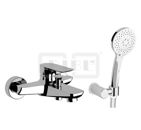 DIBLzera Einhebel-Wannenbatterie zur Aufputzmontage,Handbrause, Messing-Wandbrausehalter und Brauseschlauch 1250 mm
