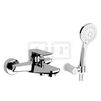DIBLzera Einhebel-Wannenbatterie zur Aufputzmontage,Handbrause, Messing-Wandbrausehalter und Brauseschlauch 1250 mm
