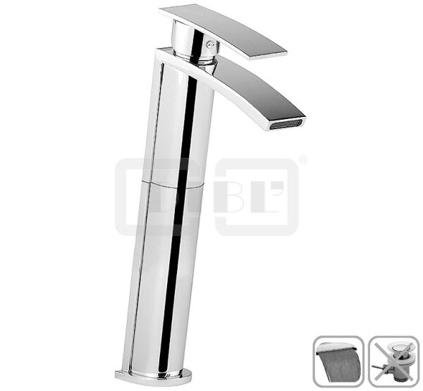 DIBLyola Einhebel-Waschtischbatterie, mit starrem Gussauslauf, mit erhöhtem Messing-Sockelfuß für Aufsatz-Waschtische, ohne Zugstangenbohrung, ohne Ablaufzubehör