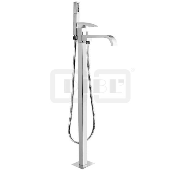 DIBLyola Einhebel-Wannenbatterie zur freistehenden Bodenmontage im Raum, Messing-Stabhandbrause, Metallbrauseschlauch 1500 mm