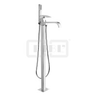DIBLyola Einhebel-Wannenbatterie zur freistehenden Bodenmontage im Raum, Messing-Stabhandbrause, Metallbrauseschlauch 1500 mm