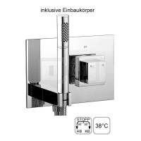 DIBLyola Thermostat-Einheit ¾" zur UP-Montage für Bade- oder Brausewanne, mit koaxialer Mengen- und Temperaturregulierung und integriertem Mehr-Wege-Ventil für zwei Abgangsanschlüsse