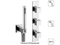 DIBLyola Thermostat-Einheit zur UP-Montage f&uuml;r zwei Abgangsanschl&uuml;sse zur zeitgleichen Nutzung, mit runder Stabhandbrause