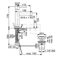 DIBLquarda "Edition 2" Einhebel-Waschtischbatterie, Armaturenkörper mit Zugstangenbohrung im Design-Sockel und Ablaufgarnitur 1¼"