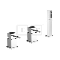DIBLquarda "Edition 2" Einhebel-Dreilochbatterie, zur Wannenrand- und Fliesenbankmontage, zur Befüllung der Badewanne durch die Badewannen-Ab- und Überlaufgarnitur, Schlauchbrauseset