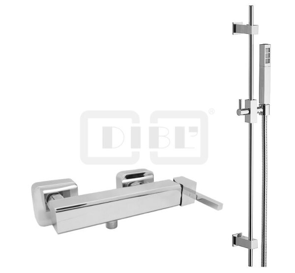 DIBLquarda "Edition 2" Einhebel-Brausebatterie zur Aufputzmontage, mit Messing-Brausestange 755 mm, Stabhandbrause, Metallbrauseschlauch 1500 mm