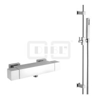 DIBLquarda Thermostat-Brausebatterie zur Aufputzmontage, Brausestange 755 mm, Stabhandbrause, Metallbrauseschlauch 1500 mm