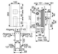 DIBLquarda Einhebel-Batterie ½" zur Unterputzmontage, ohne Brausezubehör, mit integriertem Mehr-Wege-Umschaltventil für bis zu drei Abgangsanschlüsse