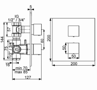 DIBLquarda Thermostat-Brausebatterie zur UP-Montage, mit Mengenregulierung f&uuml;r einen Abgangsanschluss