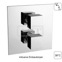 DIBLquarda Thermostat-Brausebatterie ½" zur Unterputzmontage, mit Mengenregulierung für einen Abgangsanschluss, ohne Brausezubehör