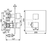DIBLquarda Thermostat-Brausebatterie ½" zur Unterputzmontage, mit Mengenregulierung für einen Abgangsanschluss, ohne Brausezubehör