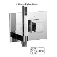 DIBLquarda Thermostat-Einheit ¾" zur UP-Montage für Bade- oder Brausewanne, mit koaxialer Mengen- und Temperaturregulierung und integriertem Mehr-Wege-Ventil für zwei Abgangsanschlüsse