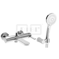 DIBLico Einhebel-Wannenbatterie zur Aufputzmontage, mit Handbrause, Wandbrausehalter und Brauseschlauch 1250 mm