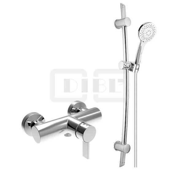 DIBLico Einhebel-Brausebatterie zur Aufputzmontage, mit Brausestange 810 mm, Handbrause und Brauseschlauch 1600 mm
