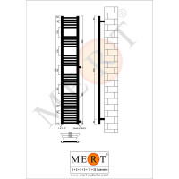 MERT Austausch Badheizkörper weiß gerade, 300*1800 mm, Anschluss an der Seite 900 mm