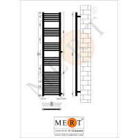MERT Austausch Badheizkörper weiß gerade, 400*1800 mm, Anschluss an der Seite 900 mm