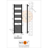 MERT Austausch Badheizkörper weiß gerade, 500*1800 mm, Anschluss an der Seite 900 mm