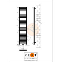 MERT Badheizkörper weiß gerade, 400*1800 mm, Mittelanschluss