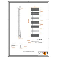 MERT Design Badheizkörper ELEN, Tiefschwarz RAL 9005 matt Struktur, 500*1800 mm